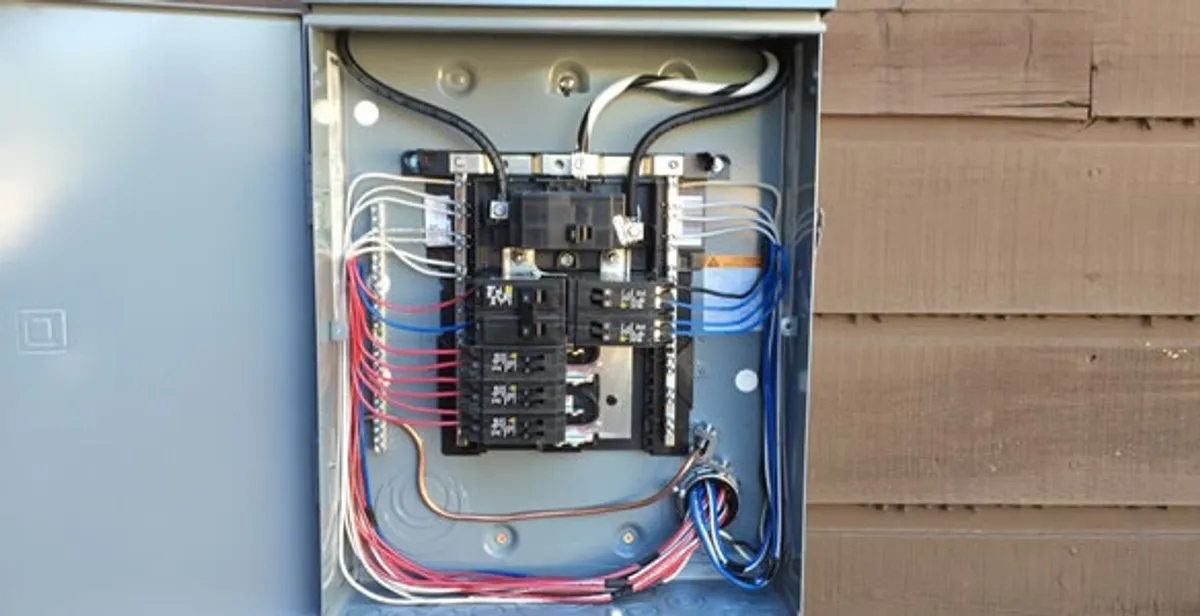electrical panel upgrade service featuring newly installed electrical panel wired by licensed electricians in Des Moines, IA