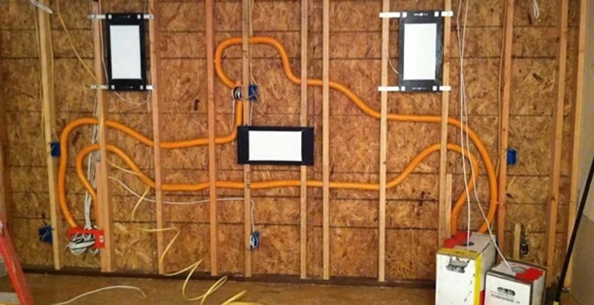 new construction wiring project displaying complete electrical system layout installed by professionals in Des Moines, IA